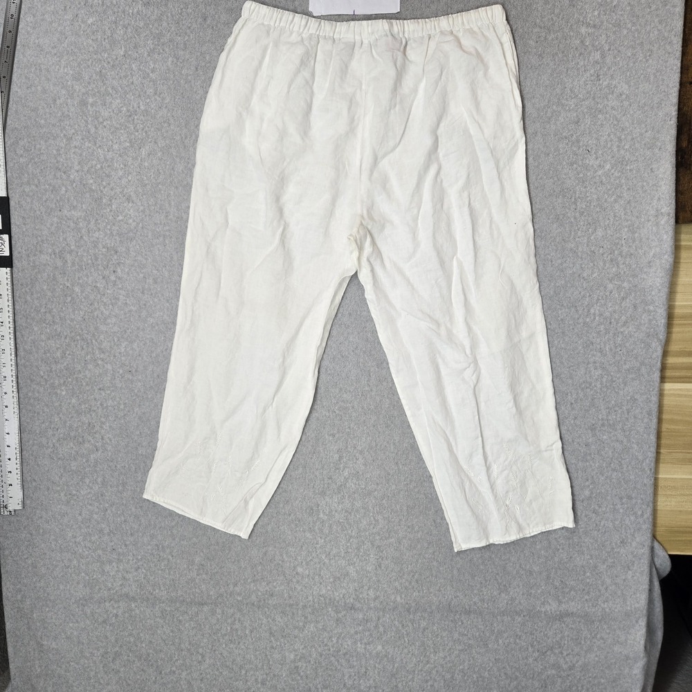 Malcolm & Co Women Pants XL White Lounge Irish Linen Coastal Beach 24"